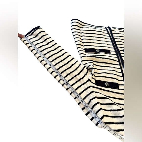 NWT VERONICA BEARD Foster Dickey striped jacket in ivory and black size 14 - Picture 8 of 15